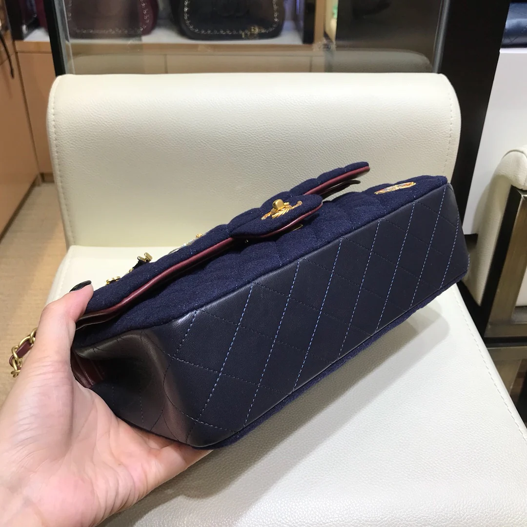 Chanel - Декоративный значок в морском стиле - Сумка CF - Синяя - 25 см