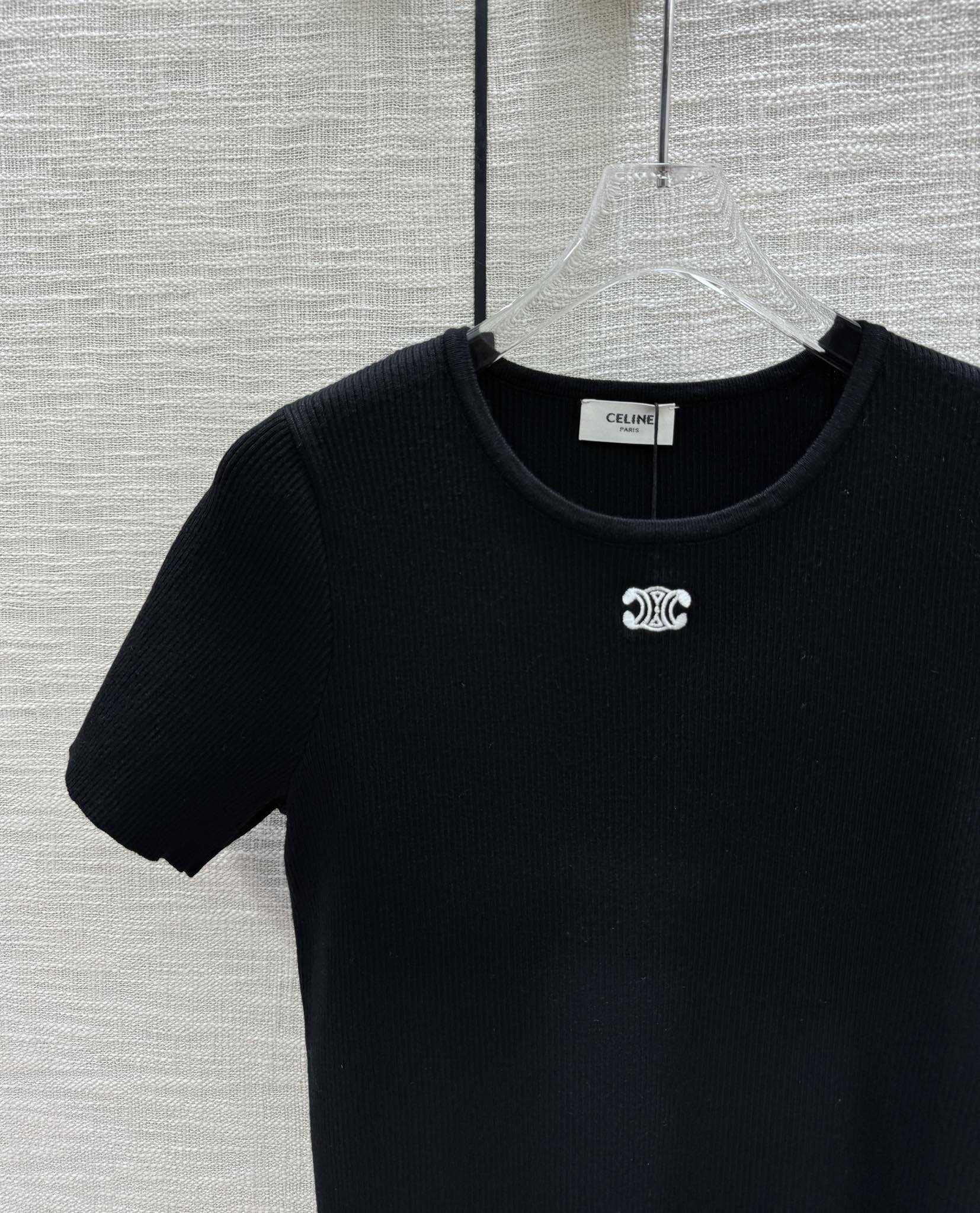 Вязаный топ с коротким рукавом Celine 2403 - черный