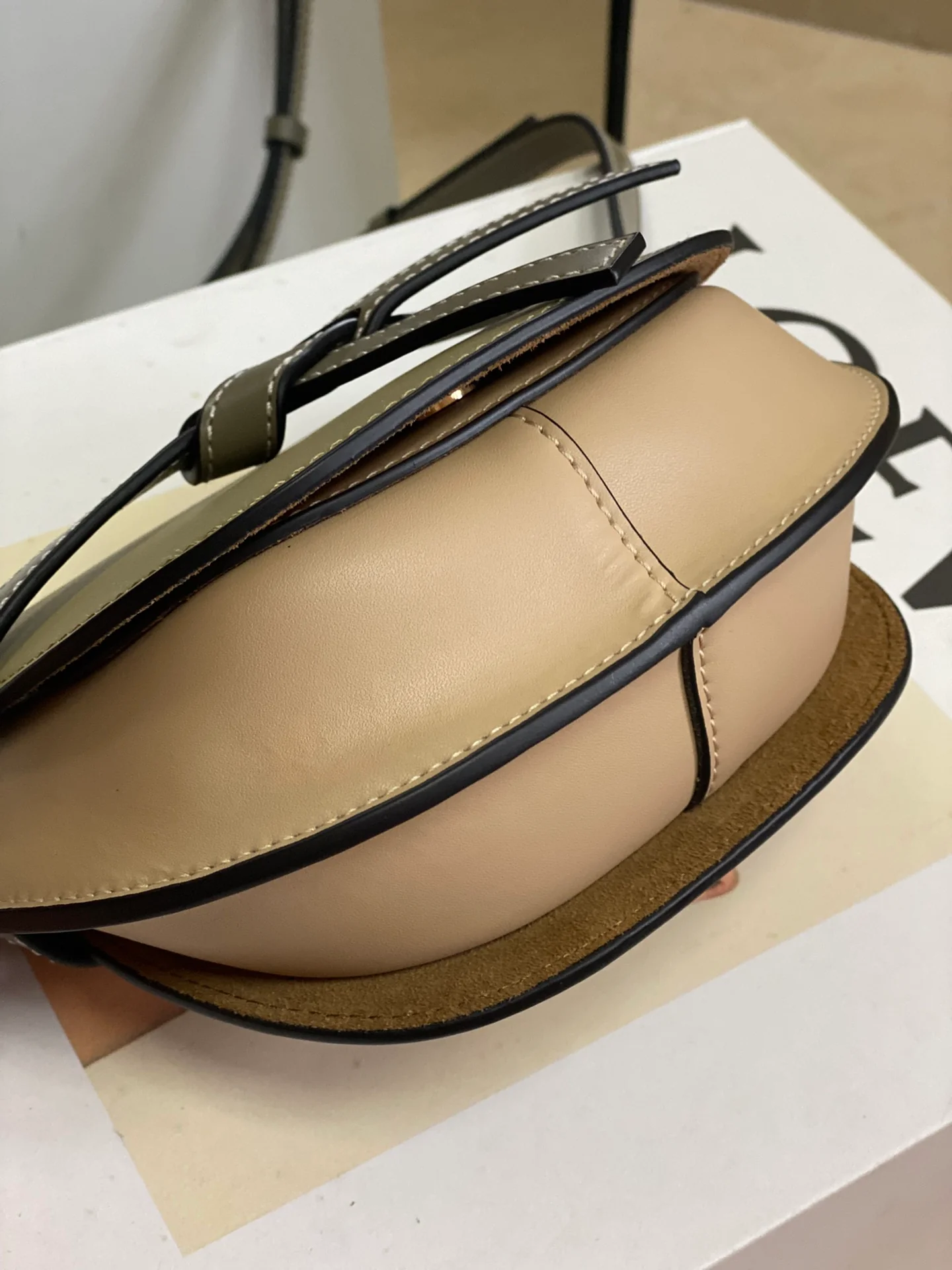 Loewe-gate-dual-milk-gray and green-panel mini