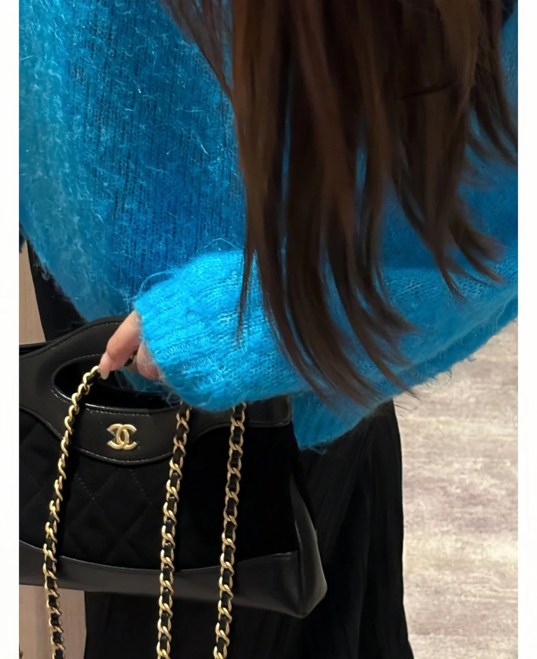 Сумка Chanel 25p nano31, замша, черная.