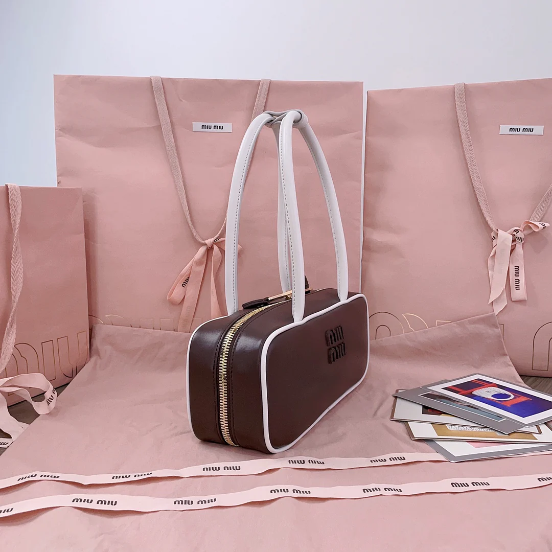 Сумка для боулинга Miu Miu-5bb173 - двухцветная, коричневая.