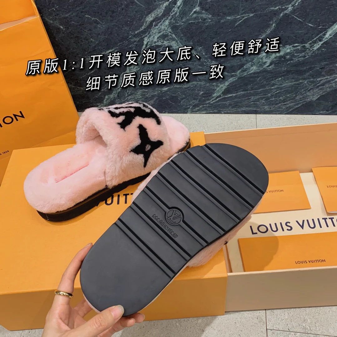 Тапочки LV Teddy из овчины - розовые