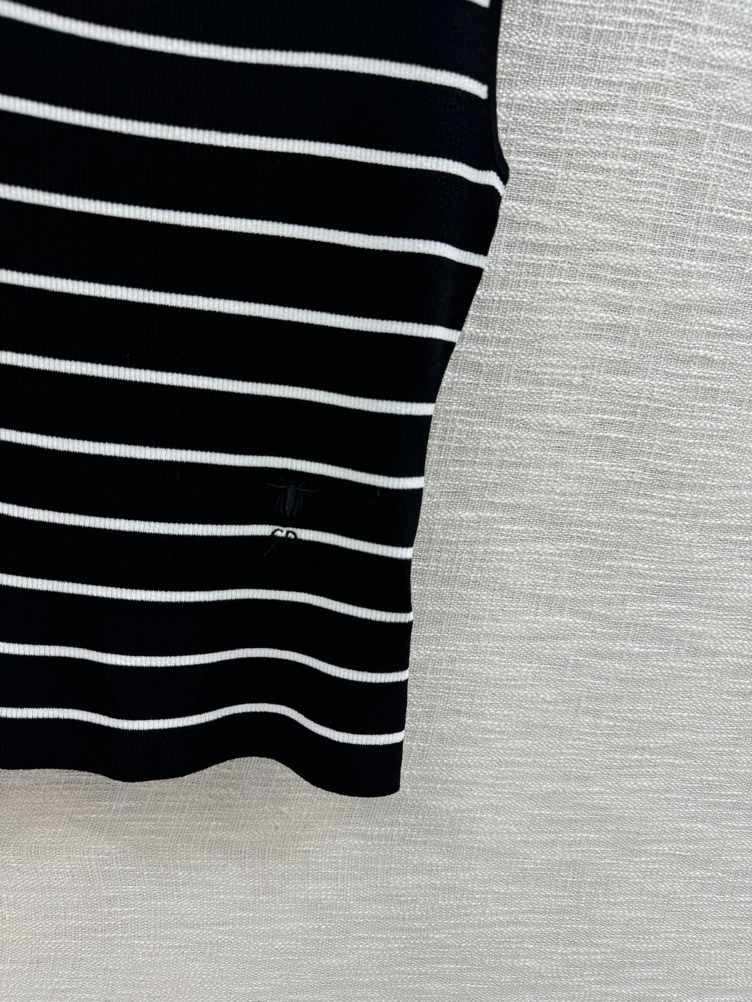 Вязаный жилет Dior 2403 в полоску с цветовыми блоками - черный