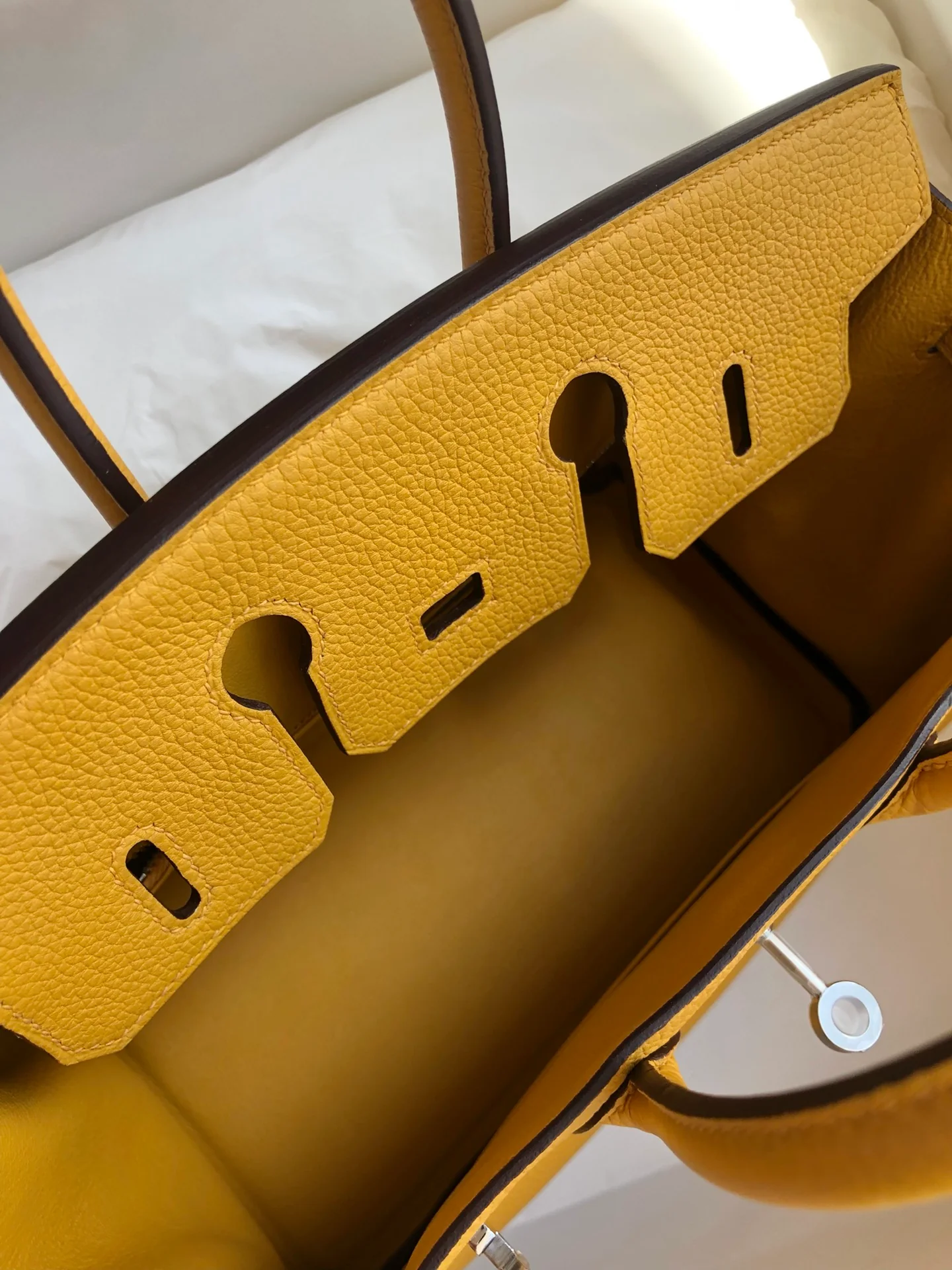 Hermes Kelly 25 Togo 9D Янтарно-желтая серебряная пряжка