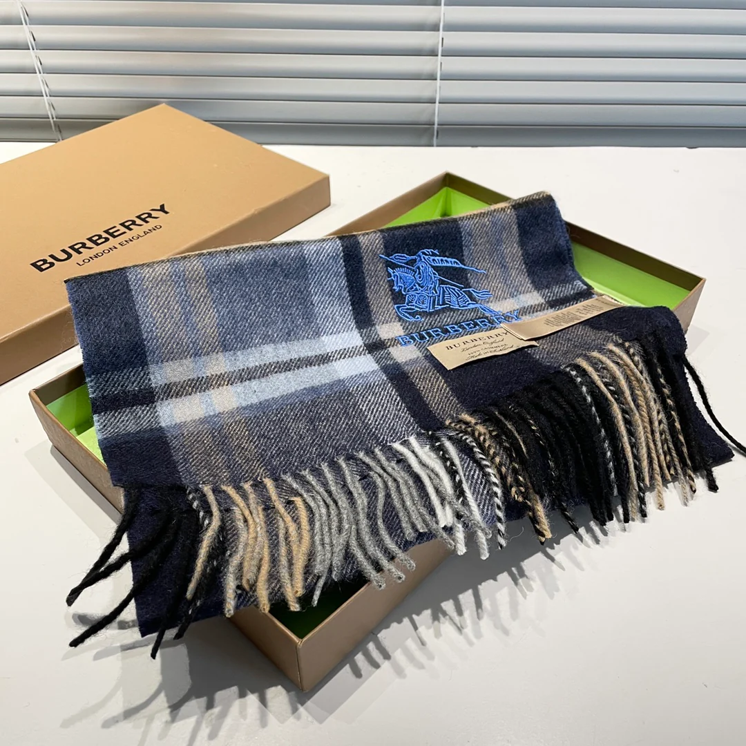 Классический полосатый шарф Burberry - 32 см - 180 см - Кашемир