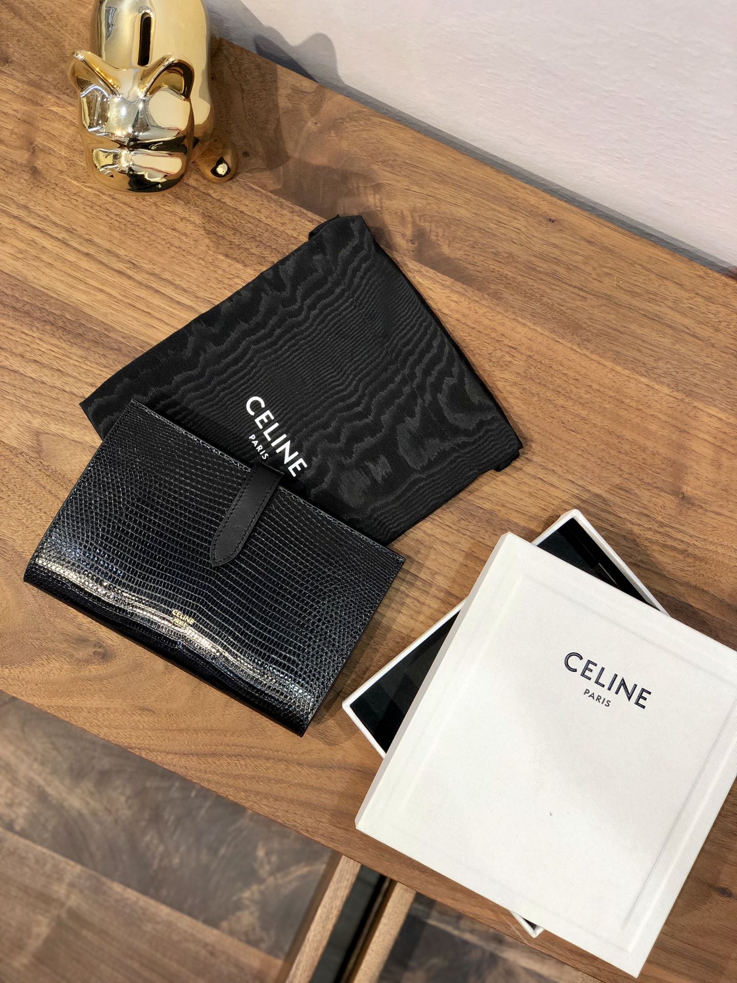 ремешок Celine, большой длинный кошелек, кожа ящерицы