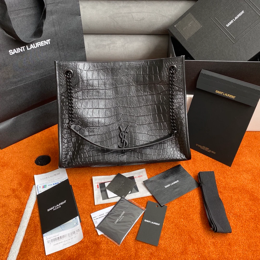 Сумка-шоппер YSL Niki с крокодиловым принтом