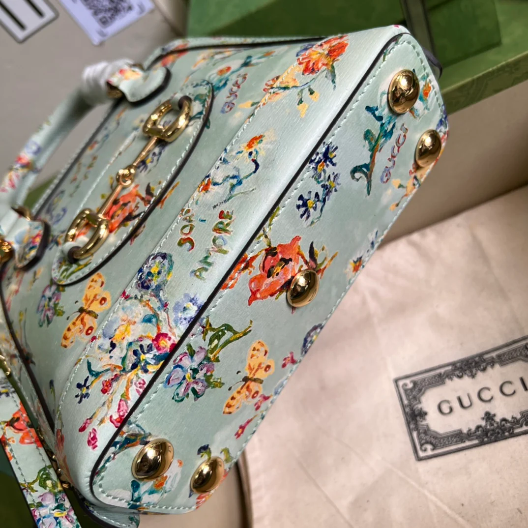 Сумка Gucci Ophidia Square Retro — 20x19 см x 5x7 см x 5 см — мятно-зеленый принт.