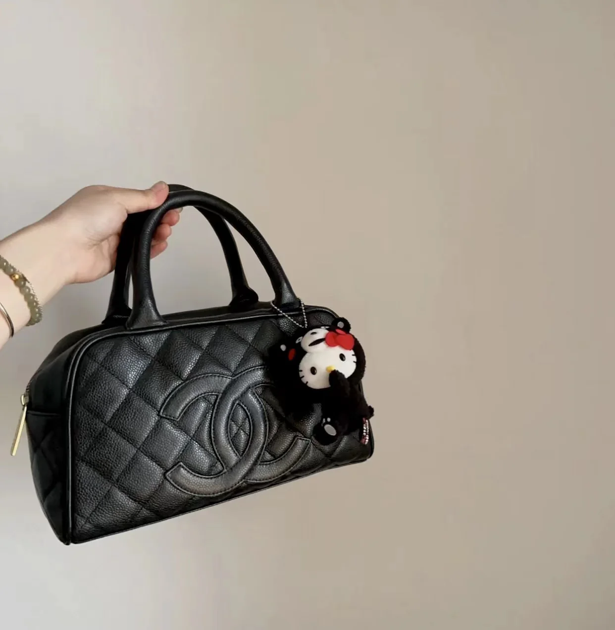 Винтажная сумка-боулинг Chanel - черная