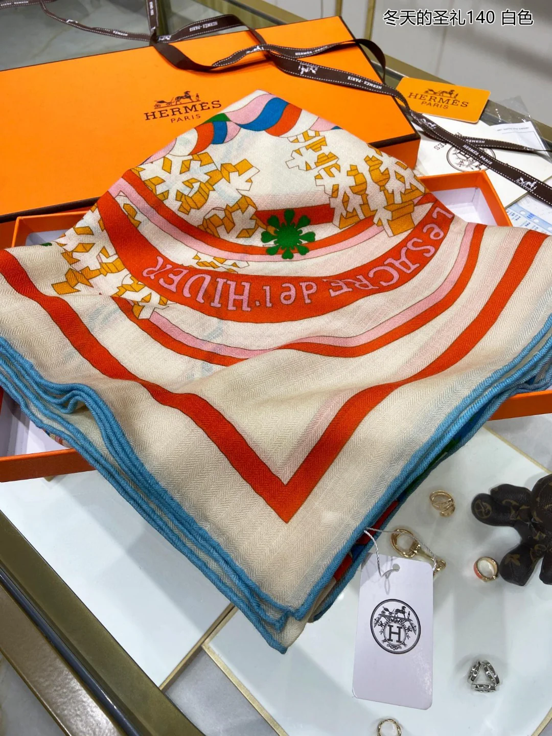 Кашемировый шарф Hermes 140 см