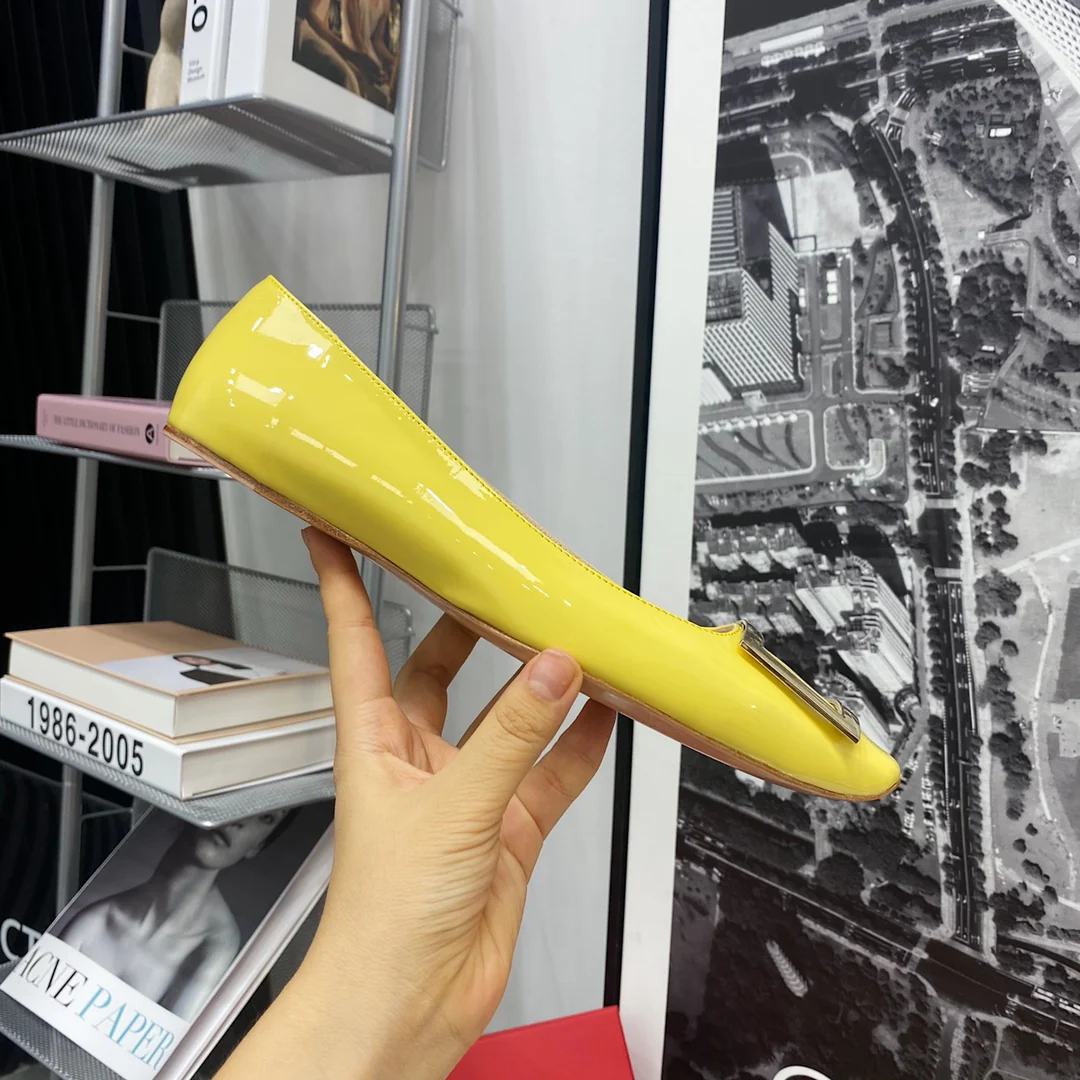 RV-Плоская подошва, квадратный носок, желтый