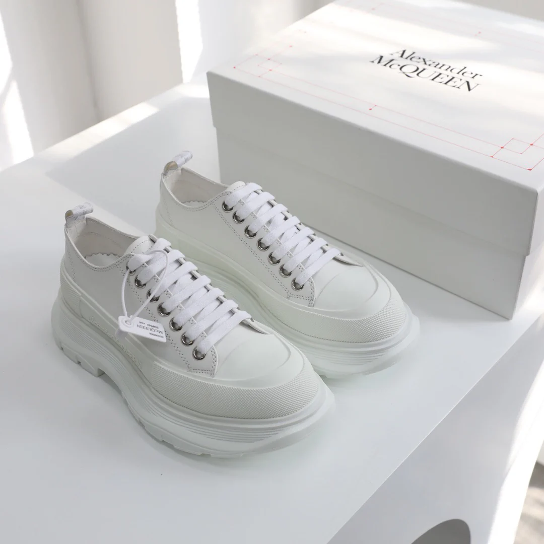 Ковбойские туфли на платформе McQueen, унисекс, белые.