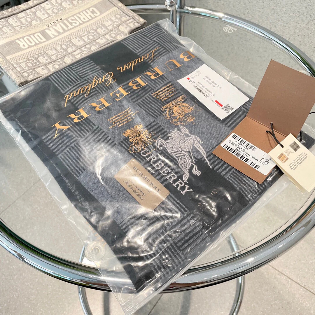 Классический шарф для верховой езды Burberry - 180 см - 32 см - 100% - Импортный вязаный кашемир - Черный