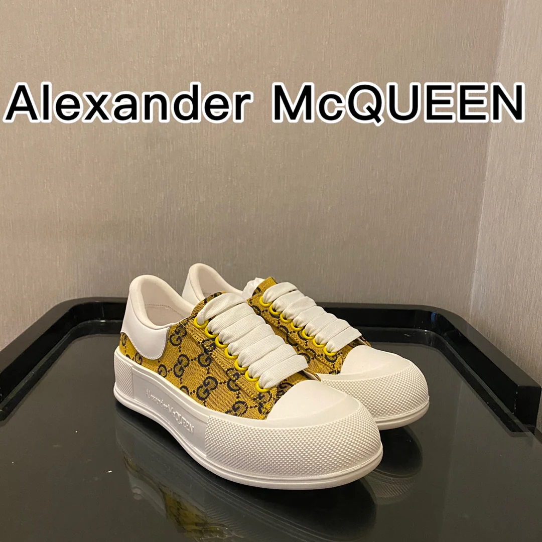 Коллаборация McQueen x Vintage - Туфли на платформе из парусины - Желтые