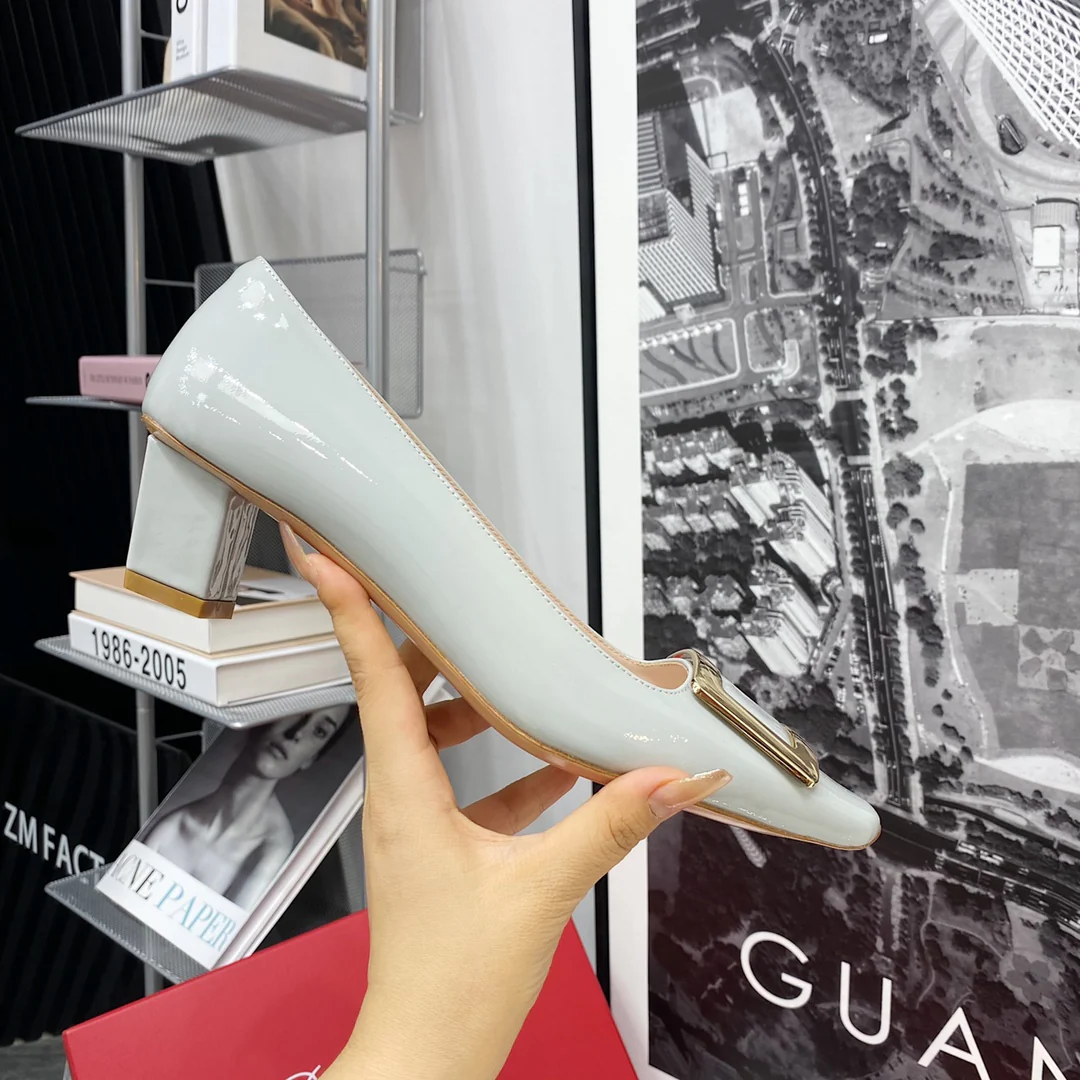 Блочный каблук RV-4-5 см - светло-голубой