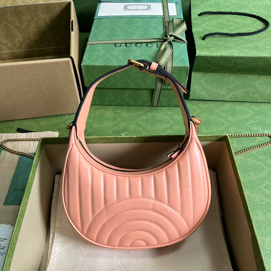 Сумка Gucci Marmont Embossed Half-Moon Bag - Sunset Orange