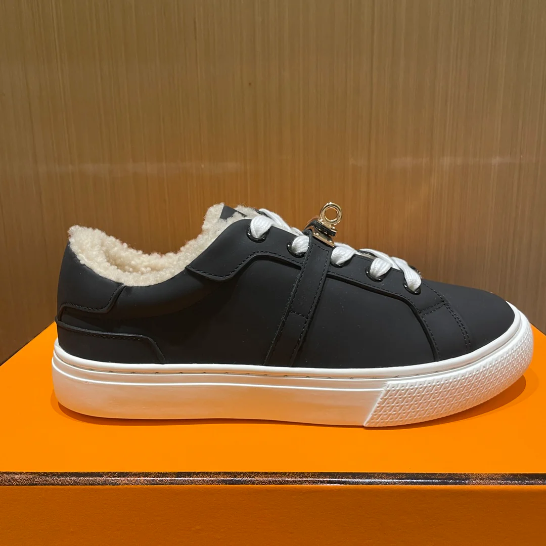 Высокие шерстяные кроссовки Hermes Kelly, низкие кроссовки унисекс, черные