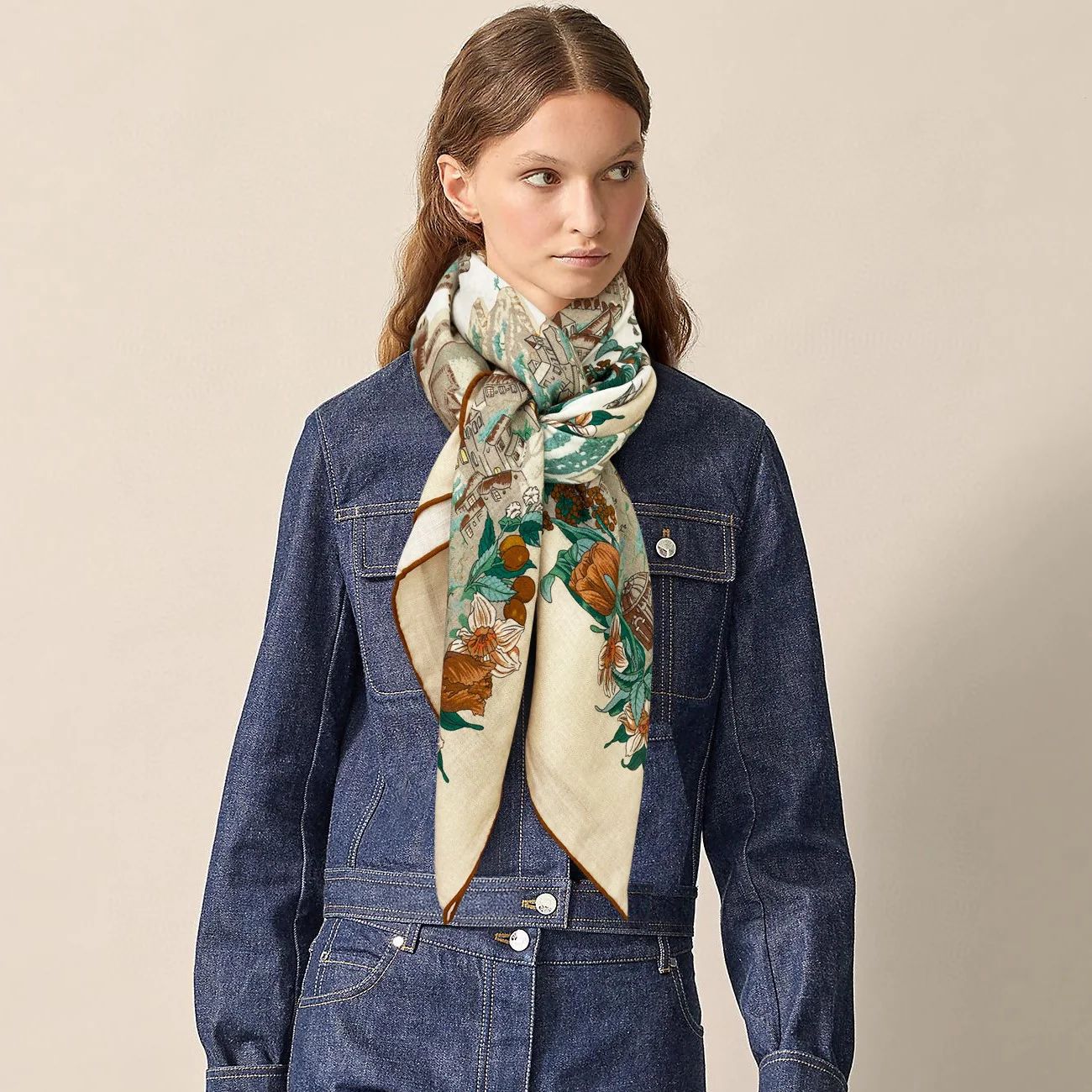 Квадратный шарф ?Замок Гермеса? для сада - 140 см - 70 - Кашемир - 30 - Шелк - 1