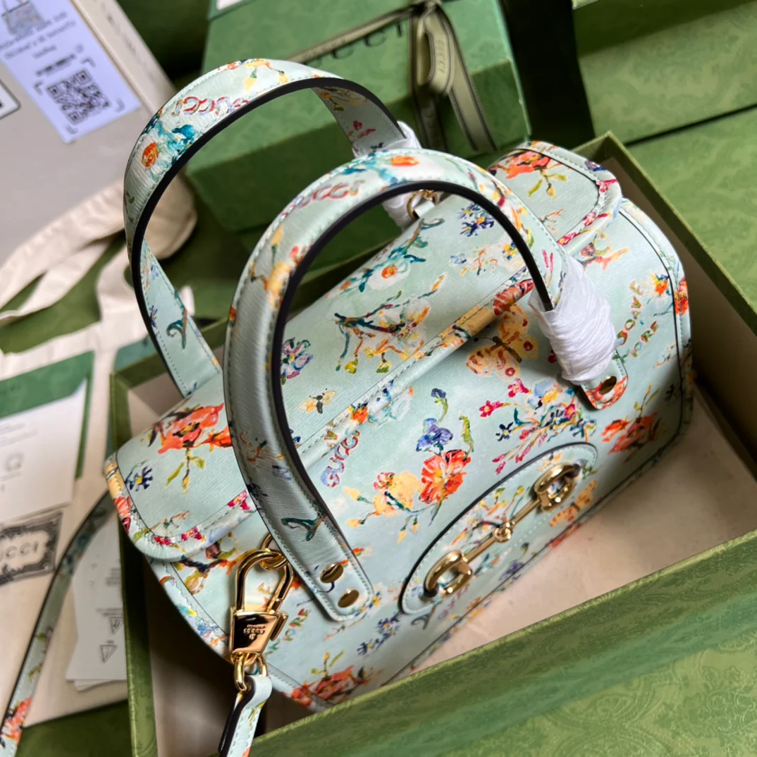 Сумка-тоут Gucci Ophidia Square Retro - 23x16x12 мм - зеленая, из натуральной кожи с принтом.