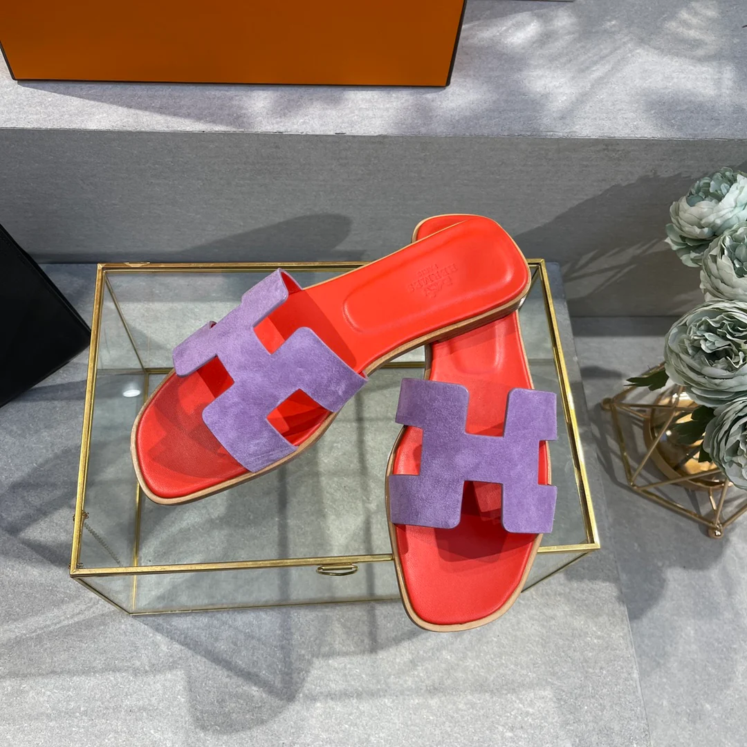 Новые тапочки Hermes 2022 года, цвет H, плоская подошва - 2 шт.