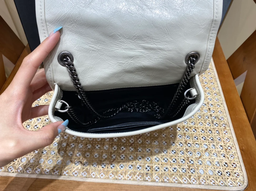 Маленькая сумка через плечо YSL-niki-Chain, белая.