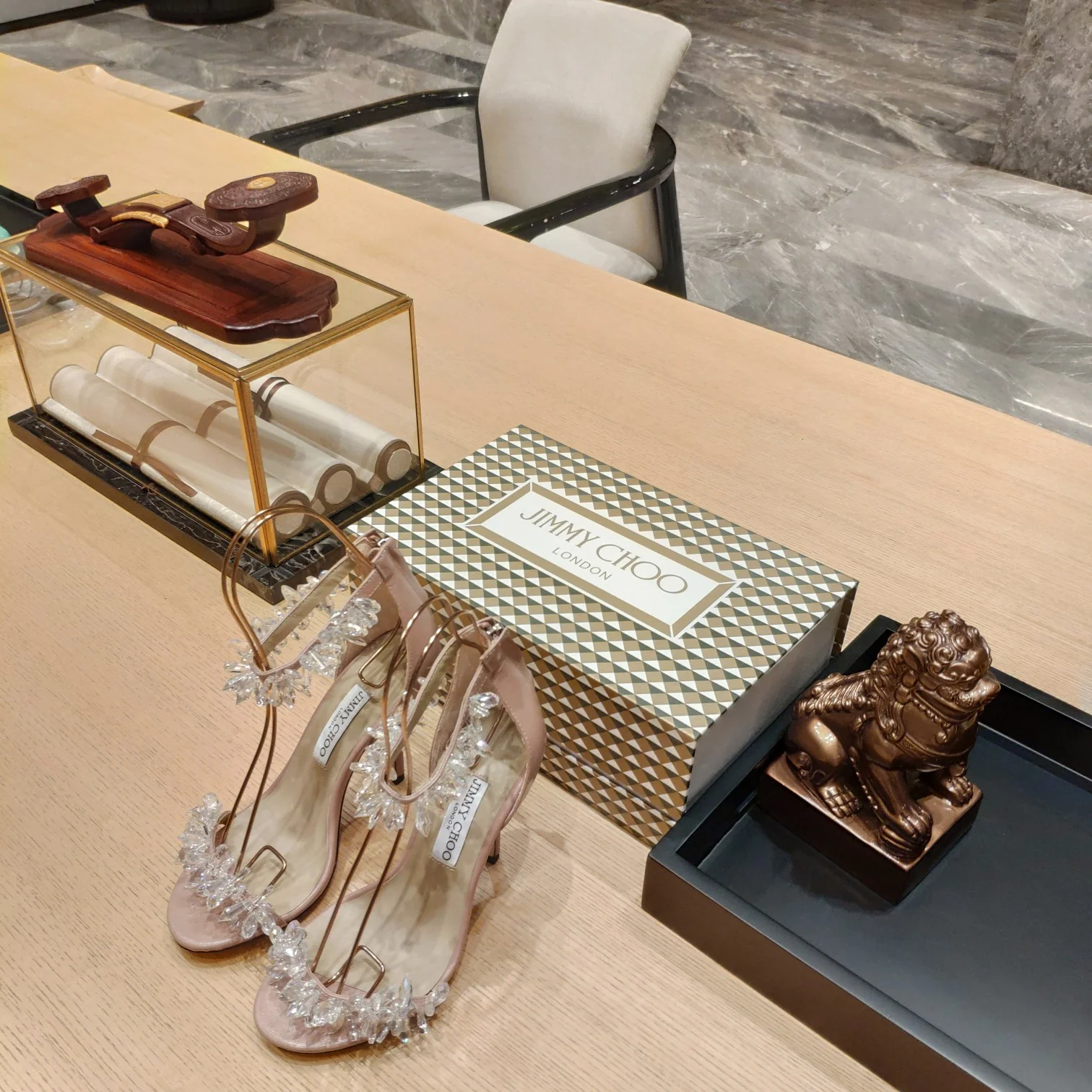 Коллекция высокой моды Jimmy Crystal - Босоножки на шпильке - Розовые