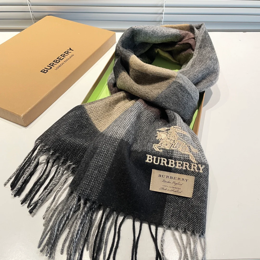 Классический клетчатый шарф Burberry - Размер 32 - 180 см - Кашемир - Унисекс