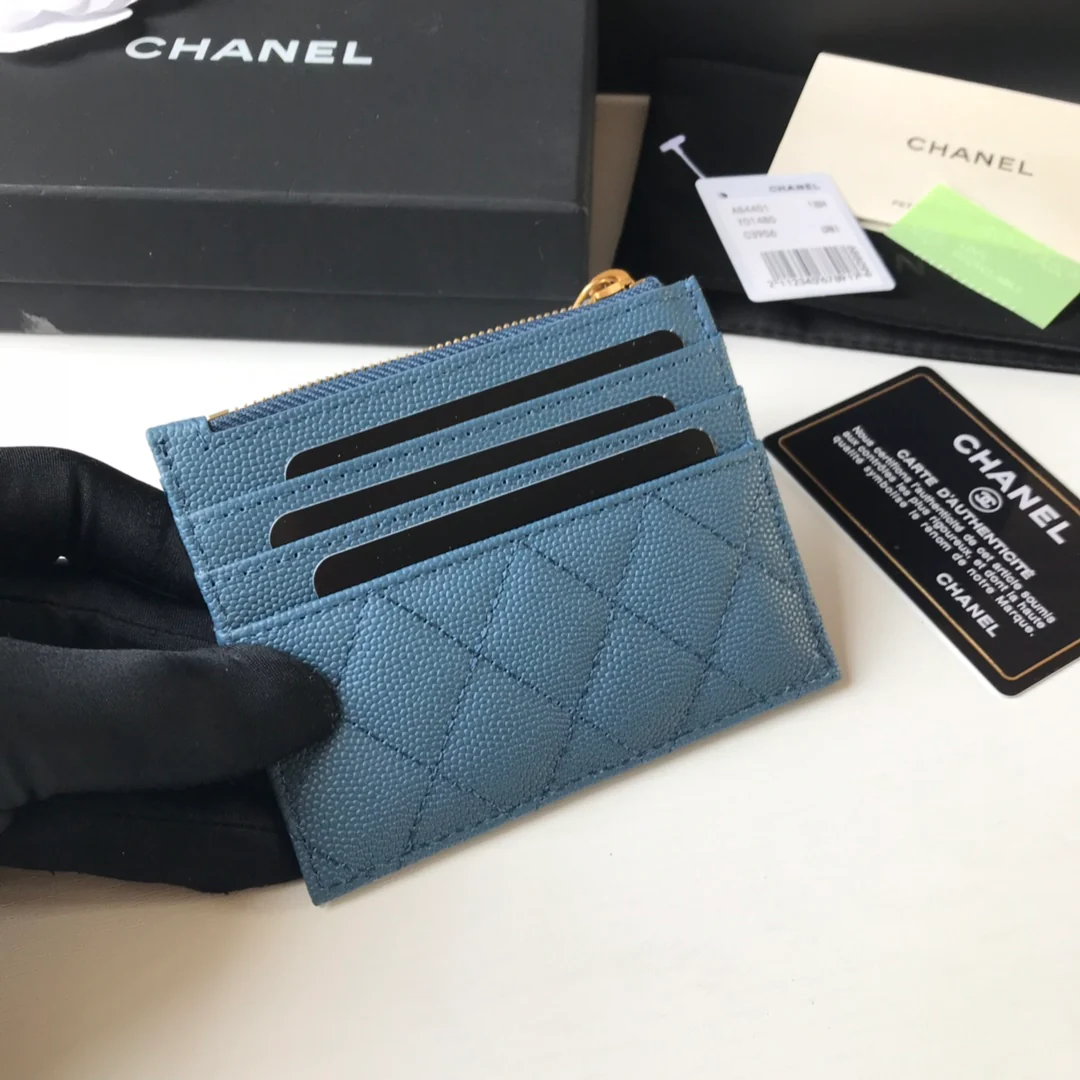 Кардхолдер Chanel на молнии - плоский картхолдер