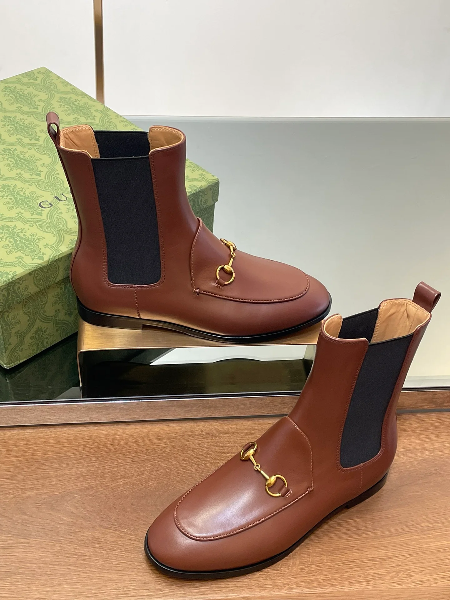 Кожаные сапоги для верховой езды Gucci 2024 - Кофейно-коричневые