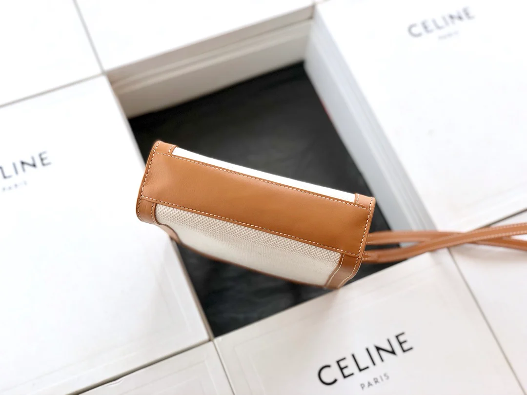 Миниатюрная вертикальная сумка Celine Cabas из кожи с принтом