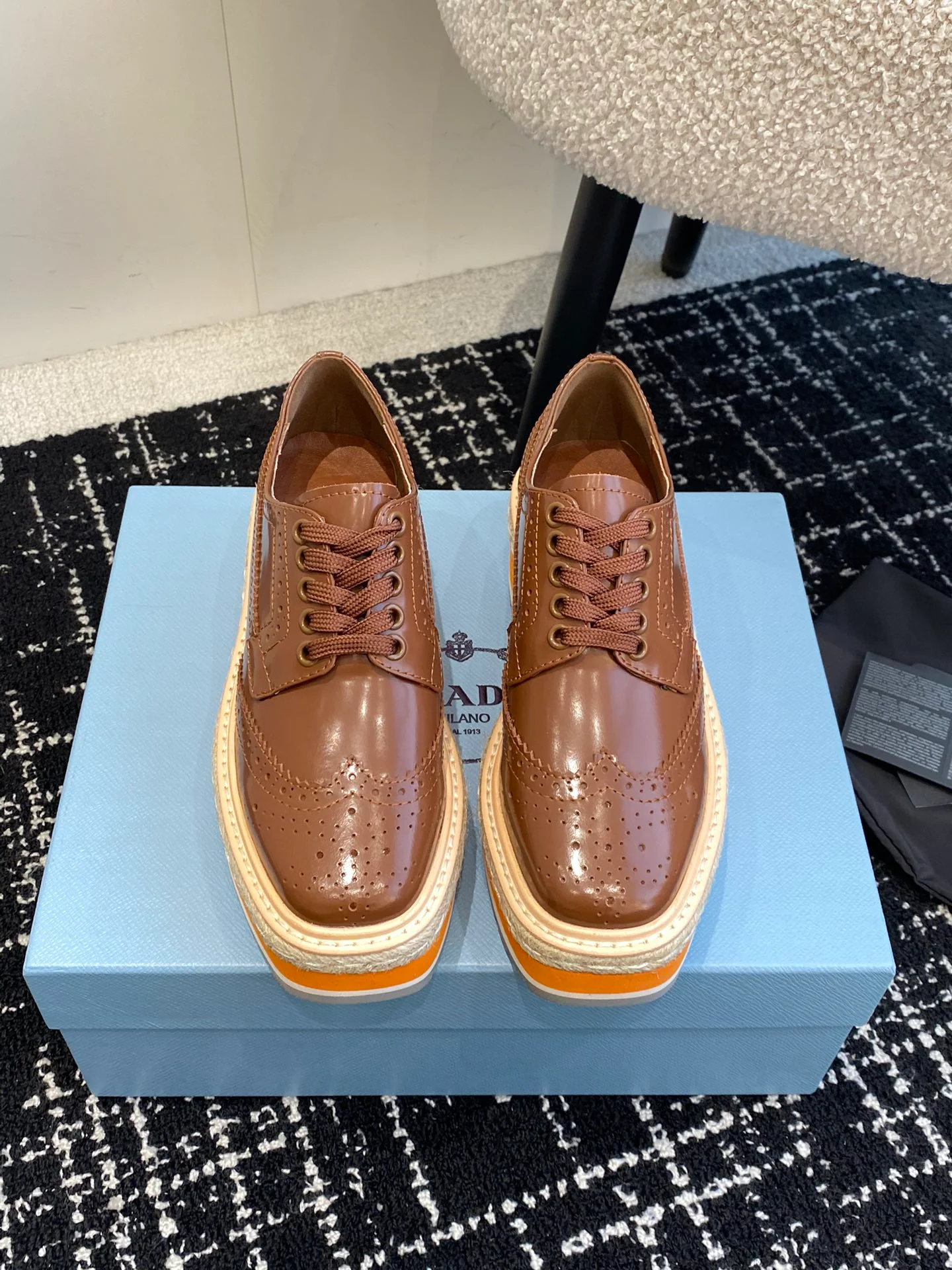 Туфли на платформе Prada 2024 - Кофейный цвет