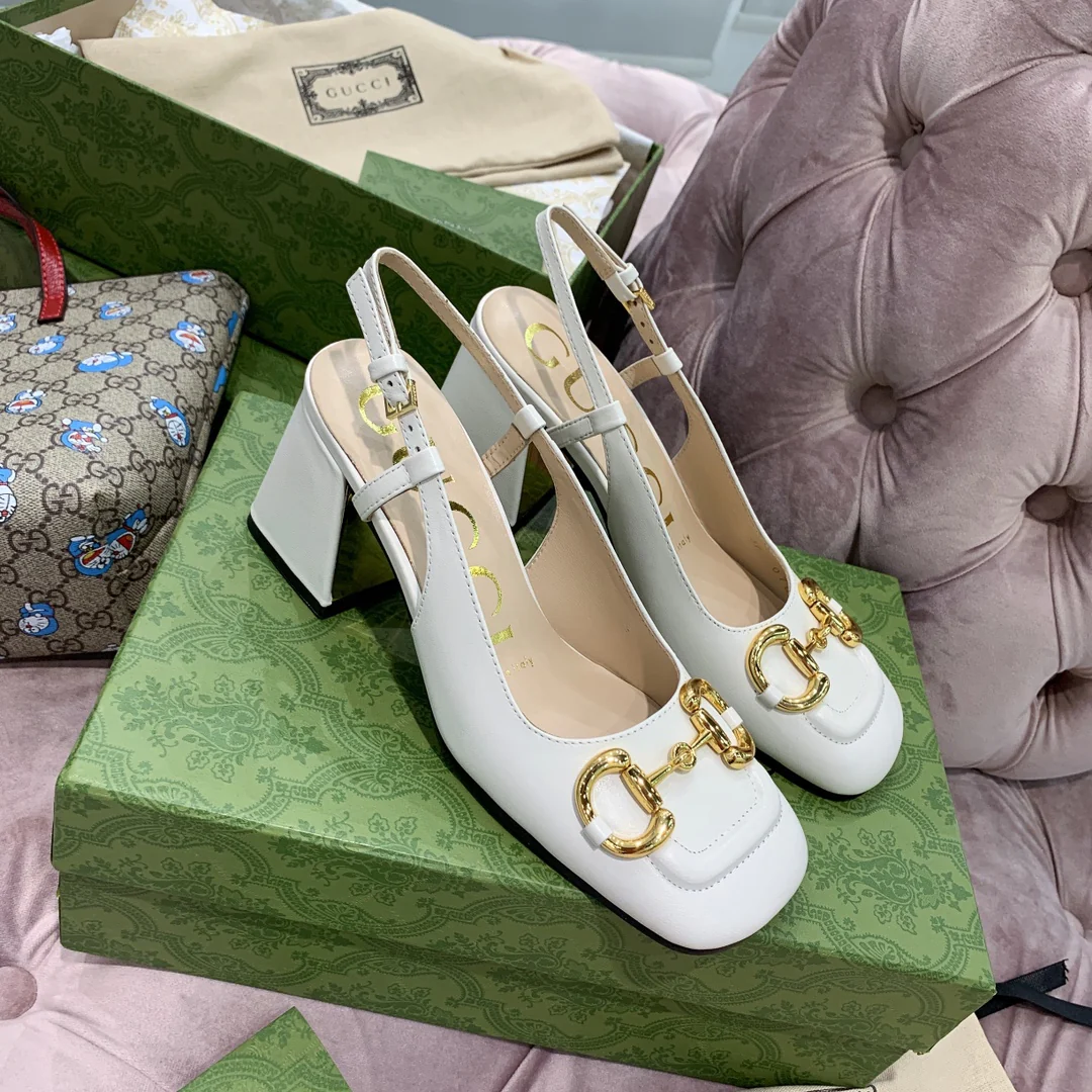 Сандалии Gucci в стиле ретро с квадратным носком и массивным каблуком