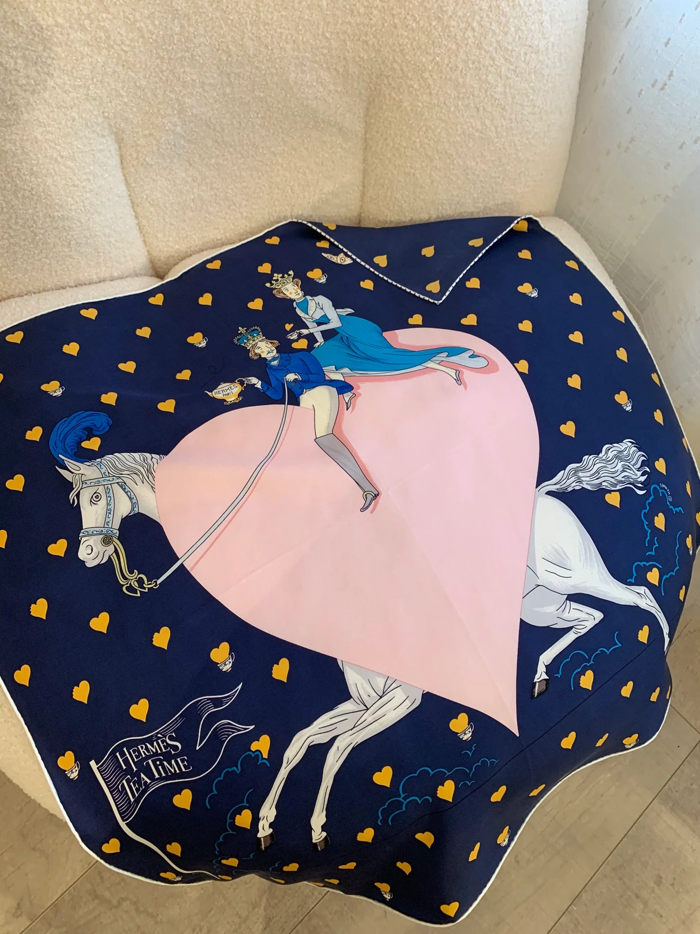 Hermes - Королевский послеобеденный чай - Шелковый шарф ограниченной серии, 70 см - 100% чистый шелк