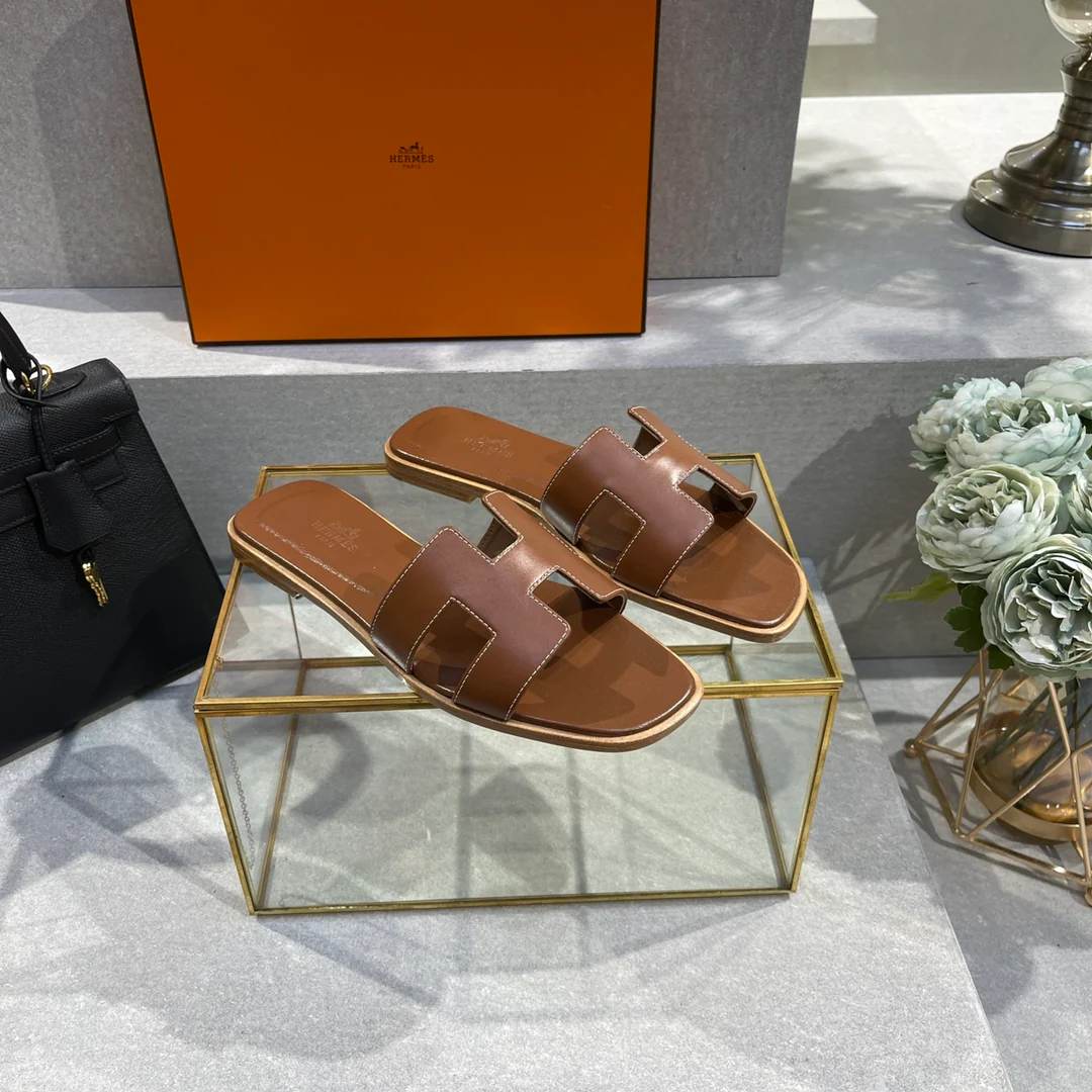 Новые тапочки Hermes 2022 года, цвет H, плоская подошва - 1 шт.