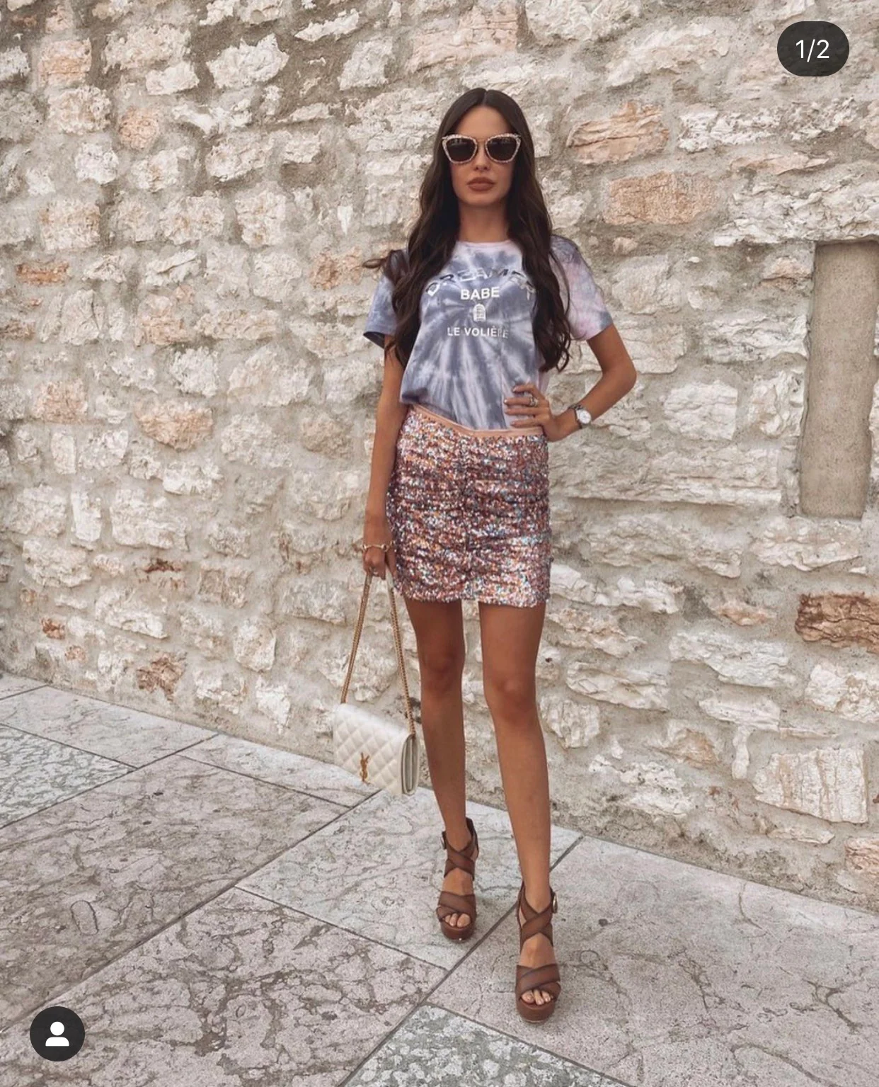 Сумка YSL-Becky из овечьей кожи с ромбовидной стёжкой и цепочкой