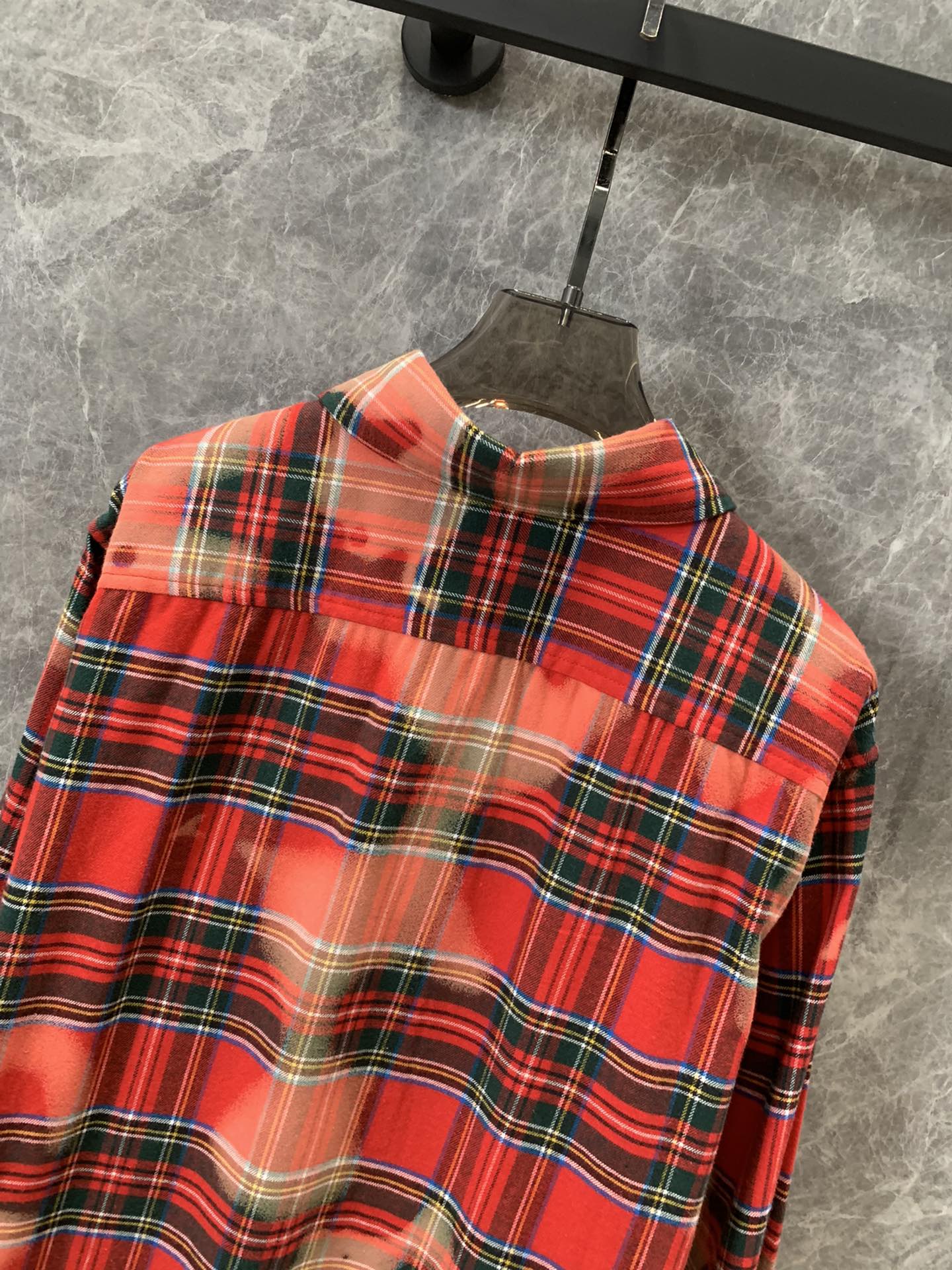 Новая клетчатая рубашка с воротником и длинными рукавами Celine 2404-24ss весна/лето