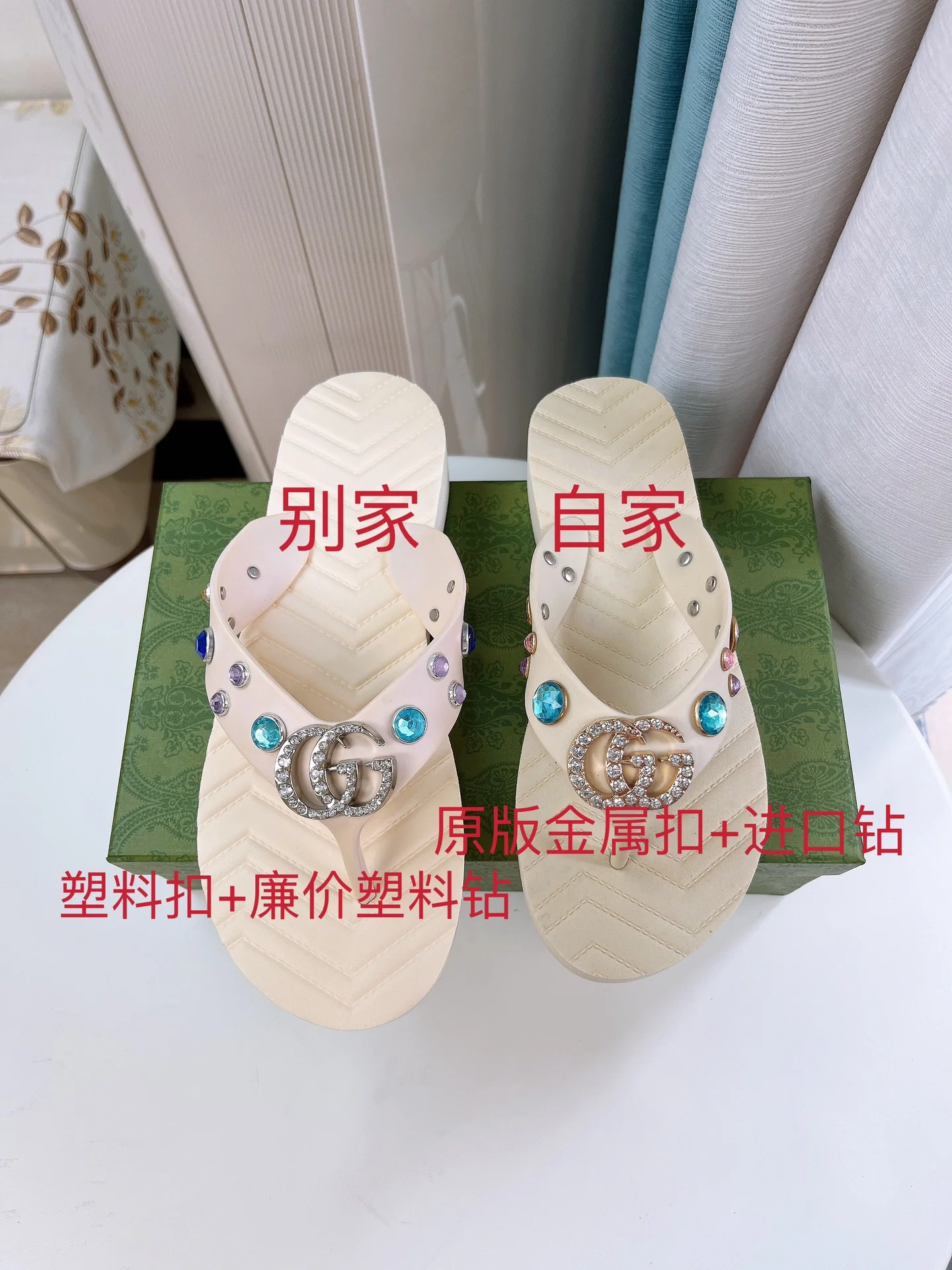 Летняя коллекция Gucci 2022 — Пляжная обувь — Синий