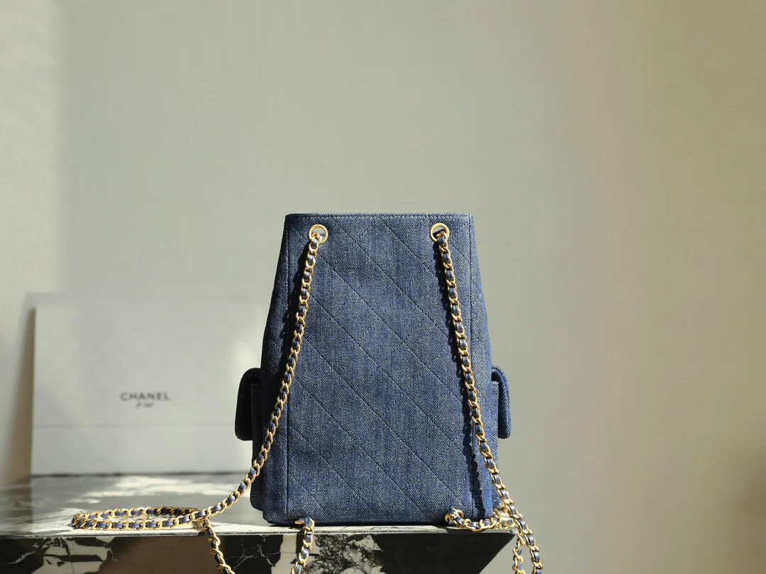 Рюкзак Chanel 25c на завязках — темно-джинсовый