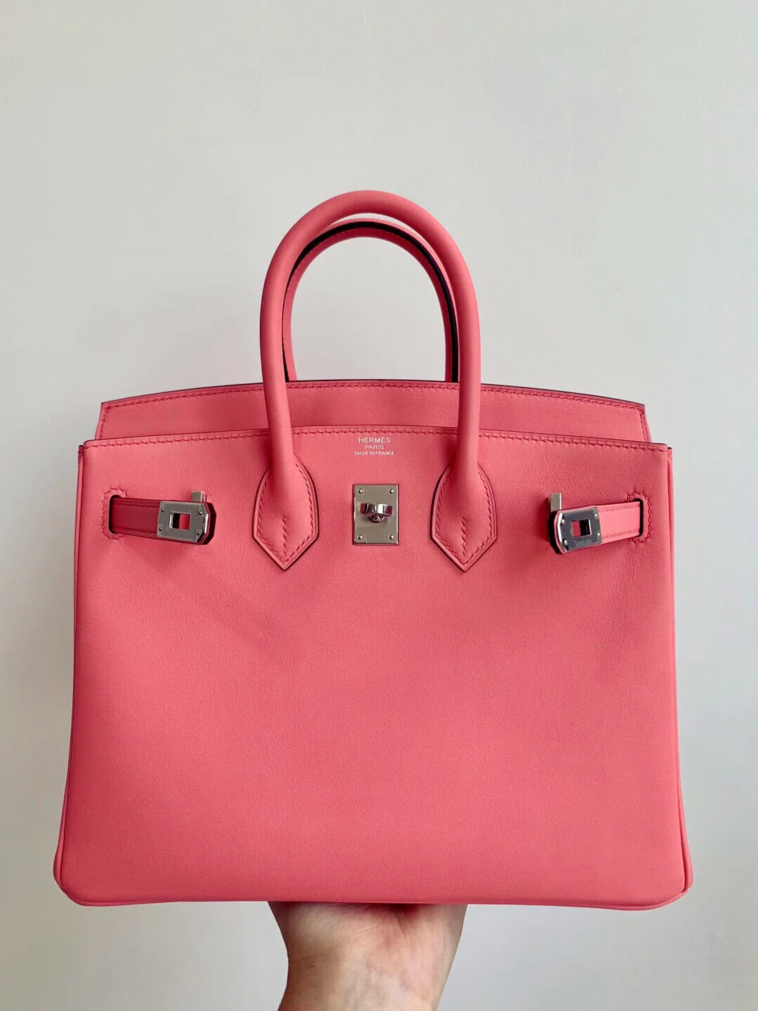 Сумка Hermes Birkin 25 Swift Pink с серебряной пряжкой