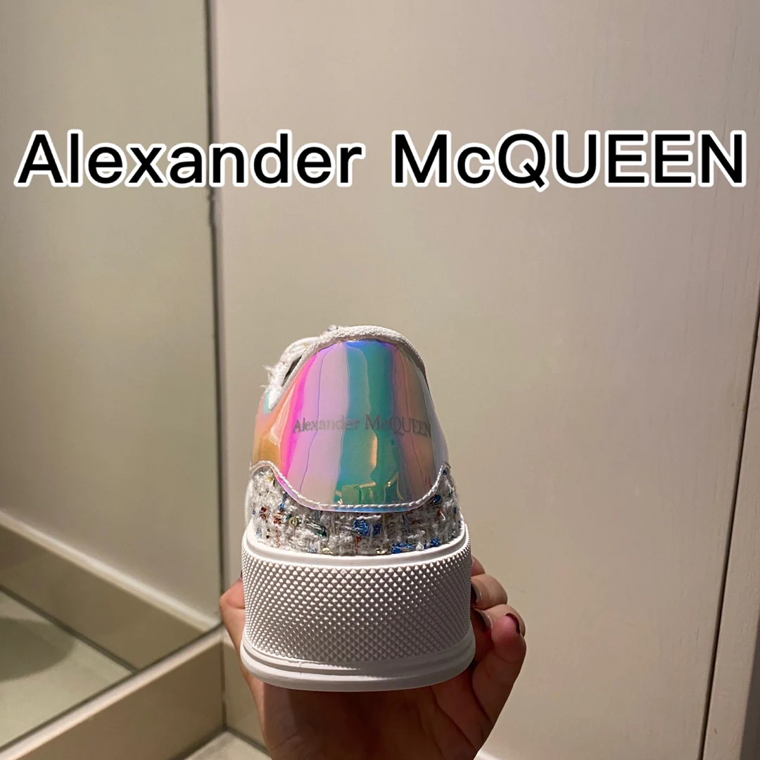 McQueen - Верх из шерсти - Подошва сзади - Кед - Светоотражающие синие и розовые элементы