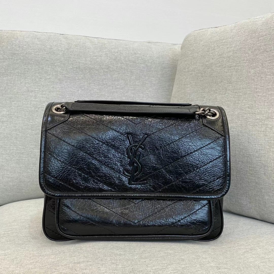 Сумка-хобо YSL Niki - черная - 28 см