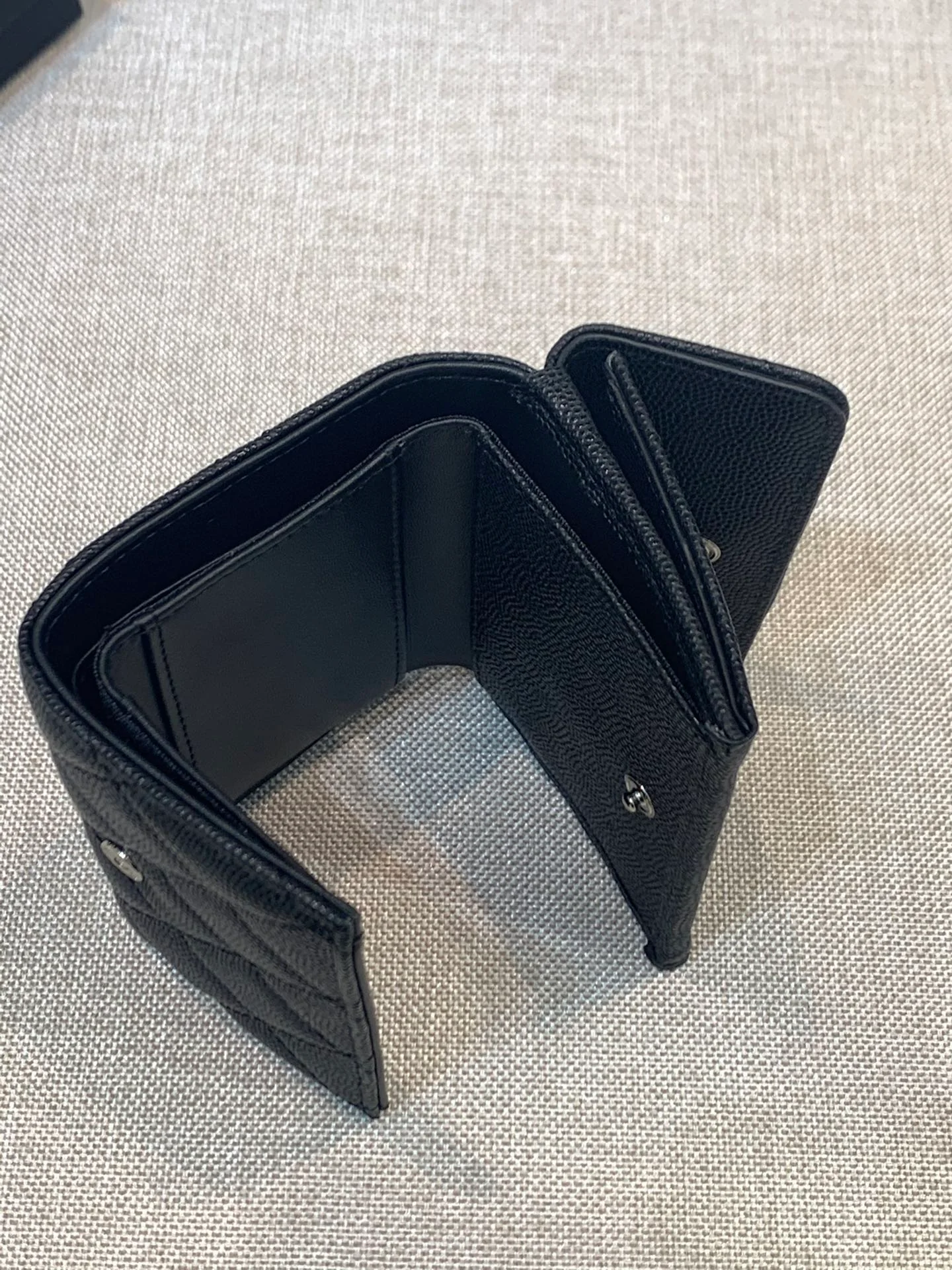 Chanel-菱格三折短夹 黑色