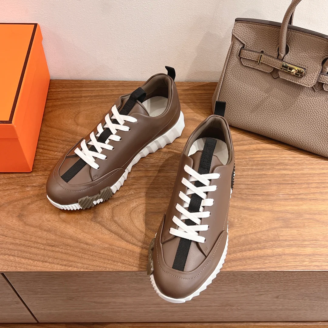 Повседневные туфли Hermes 2024 - Кофейно-коричневый - 1