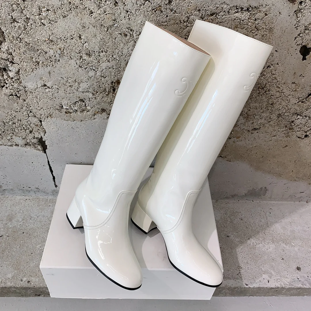 Ботинки Celine на низком каблуке 2024 года — белые