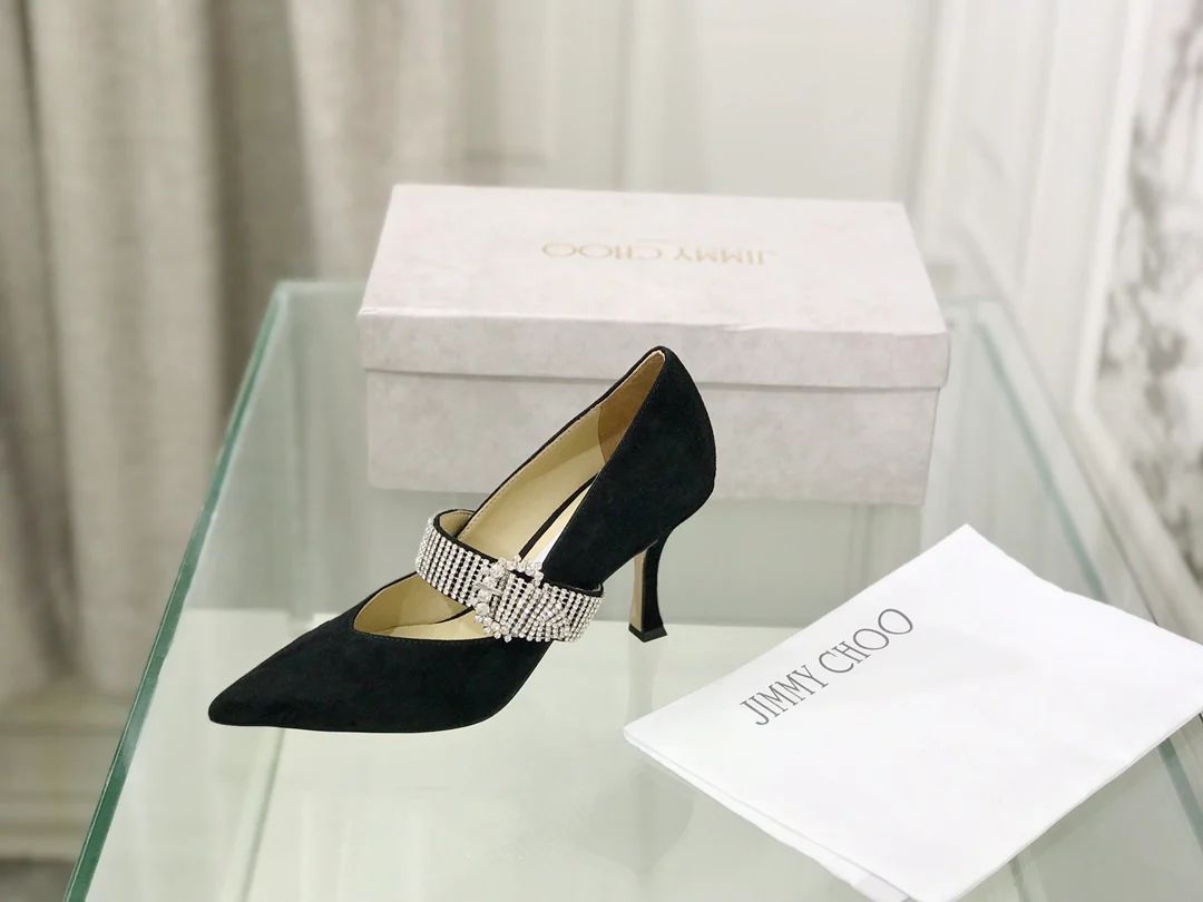 Туфли на высоком каблуке Jimmy с острым носком и стразами - 1