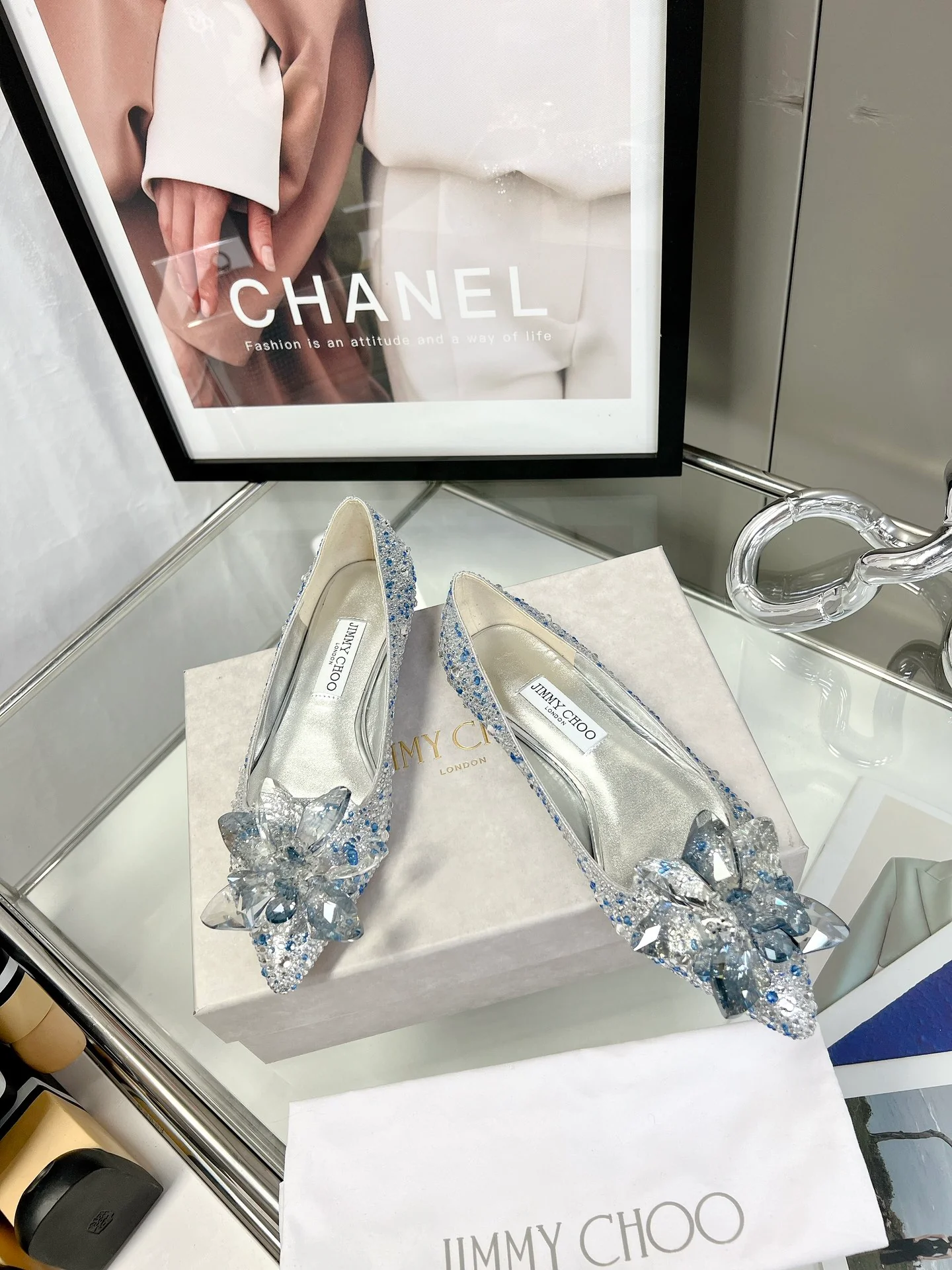 Свадебные туфли Jimmy Crystal - балетки - серебристо-серые