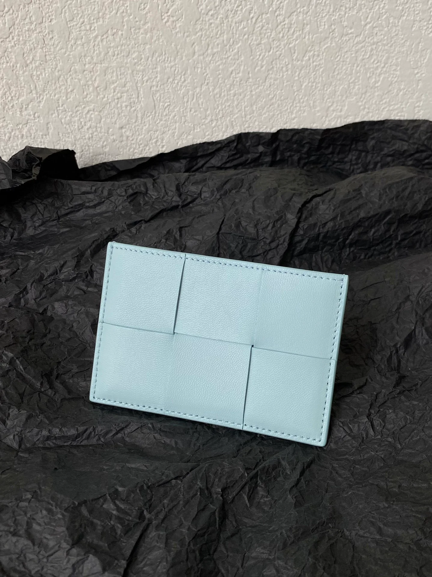 BV-中格 编织 卡夹 卡包 牛皮 11x7.5cm 湖水蓝