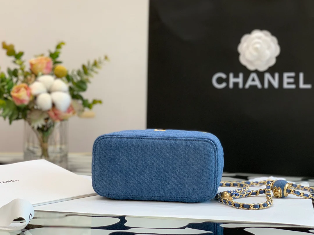 Chanel - Джинсовый золотой шарик - Квадратная коробка - Темно-синий