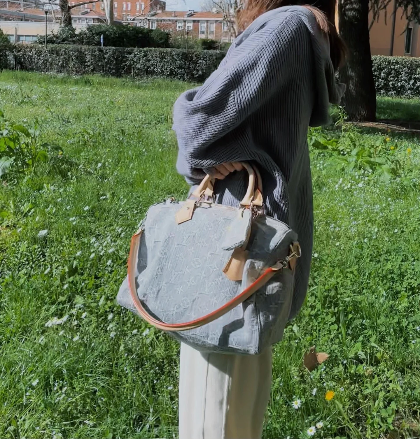 Сумка LV-mb163c-speedy-soft-30, цвет джинсово-серый.