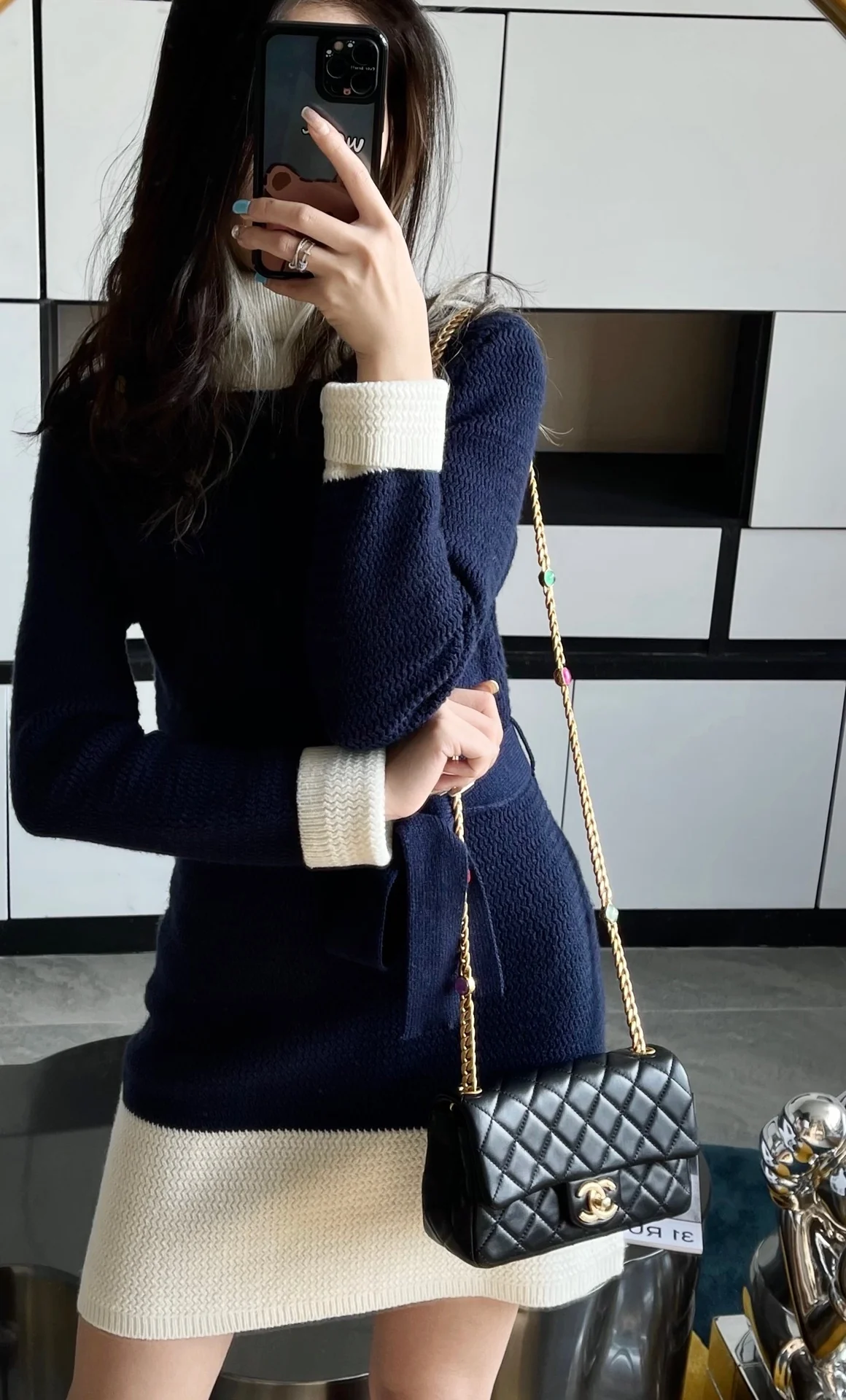 Сумка Chanel CF с клапаном и цепочкой с драгоценным камнем